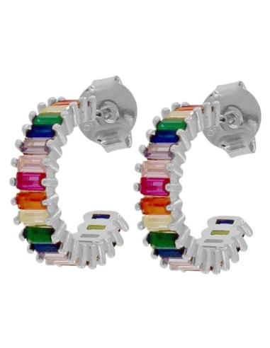 CRI-1252 - CRIOLLA DE PLATA CON PIEDRA DE COLOR DE 4 MM Y 11 MM INT