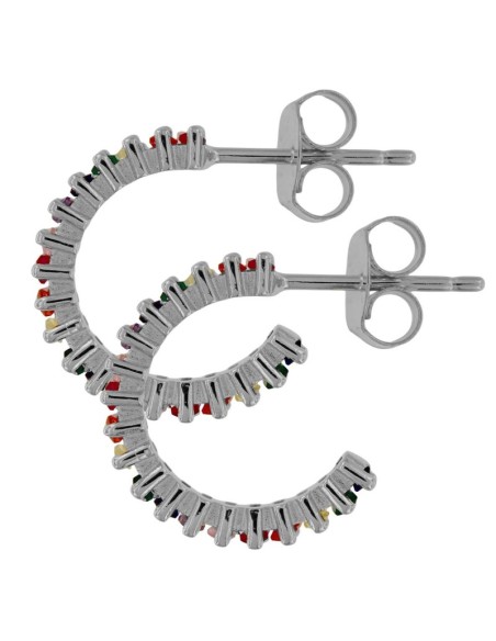 CRI-1252 - CRIOLLA DE PLATA CON PIEDRA DE COLOR DE 4 MM Y 11 MM INT