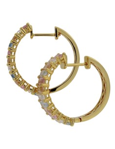 CRI-1071 - CRIOLLA DE PLATA CHAPADA EN ORO CON PIEDRA DE COLORES DE 20 MM 2