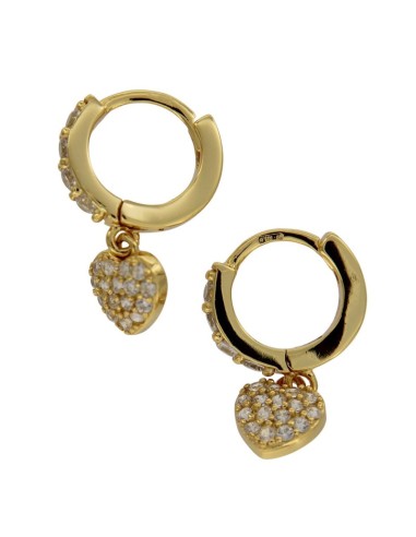 CRI-1039 - CRIOLLA DE PLATA CHAPADA EN ORO CON MOTIVO DE CORAZÓN CON CIRCONITA DE 8 MM