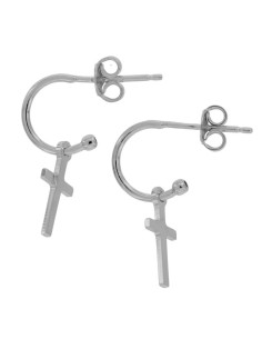 CRI-1021 - CRIOLLA DE PLATA DE 8 MM CON CRUZ COLGANTE DE 13 MM 2