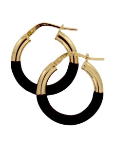 CRI-873 - CRIOLLA DE PLATA CHAPADO EN ORO CON ESMALTE EN NEGRO DE 15 MM DIÁMETRO Y 3 MM DE GROSOR  2