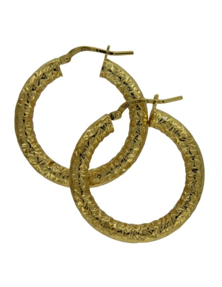 CRI-1154 - CRIOLLA DE PLATA CHAPADA EN ORO MARTELLE DE 4 MM Y 20 MM
