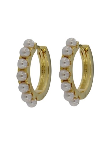 CRI-994 - CRIOLLA DE PLATA CHAPADO EN ORO CON MOTIVO DE PERLITAS DE 2,5 MM Y 10 MM 