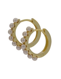 CRI-994 - CRIOLLA DE PLATA CHAPADO EN ORO CON MOTIVO DE PERLITAS DE 2,5 MM Y 10 MM  2