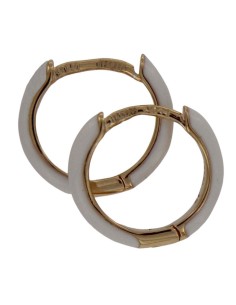 CRI-859 - CRIOLLA DE PLATA CHAPADA EN ORO EN FORMA CIRCULAR CON ESMALTE BLANCO DE 12 MM 2