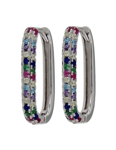 CRI-1096 - CRIOLLA DE PLATA CON CIRCONITA DE COLORES DE 10 MM X 15 MM 