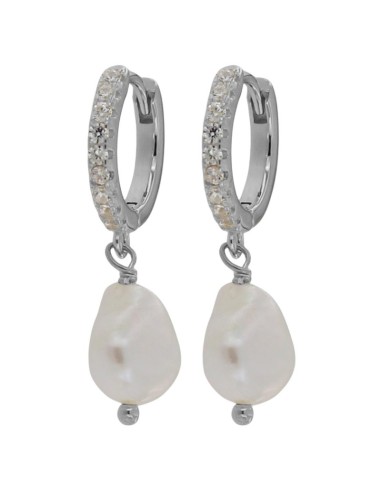 CRI-1163 - CRIOLLA DE PLATA CON CIRCONITA DE 10 MM Y PERLA CULTIVADA 10 MM A PROX