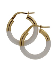 CRI-875 - CRIOLLA DE PLATA CHAPADO EN ORO CON ESMALTE EN BLANCO DE 15 MM DIÁMETRO Y 3 MM DE GROSOR  2