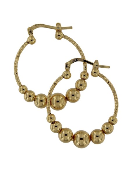 CRI-1178 - CRIOLLA DE PLATA CHAPADA EN ORO DIAMANTADA CON MOTIVO DE BOLAS DE 20 MM