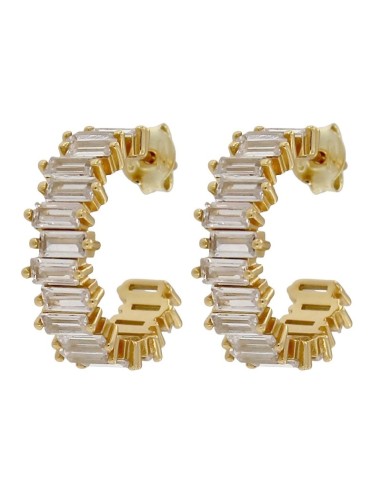 CRI-1036 - CRIOLLA DE PLATA CHAPADA EN ORO CON PIEDRA BLANCA DE 15 MM  