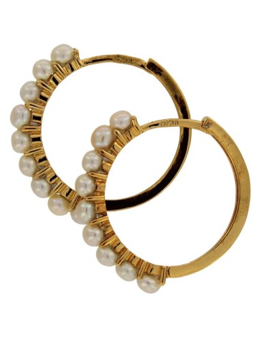 CRI-1065 - CRIOLLA DE PLATA CHAPADA EN ORO CON PERLITAS DE 20 MM 
