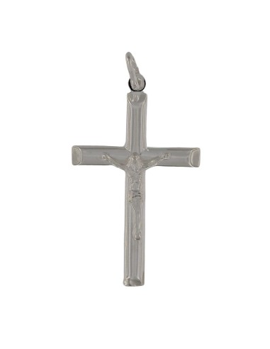 CRUZ-317 - CRUZ DE PLATA TUBO CON CRISTO DE 40 MM X 26 MM 