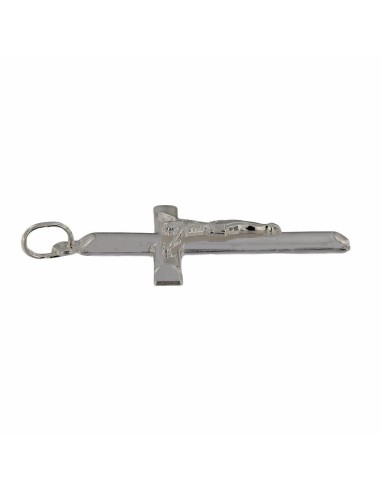 CRUZ-317 - CRUZ DE PLATA TUBO CON CRISTO DE 40 MM X 26 MM 