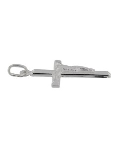 CRUZ-290 - CRUZ DE PLATA TUBO CON CRISTO DE 27MM X 18 MM 2