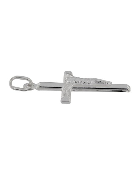 CRUZ-290 - CRUZ DE PLATA TUBO CON CRISTO DE 27MM X 18 MM