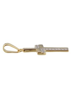 CRUZ-342 - CRUZ DE PLATA CHAPADA EN ORO CON CIRCONITA 14 MM X 20 MM 2