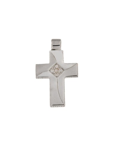 CRUZ-44 - CRUZ PLATA BRILLO Y MATE CON CIRCONITAS DE 32 MM X 23 MM