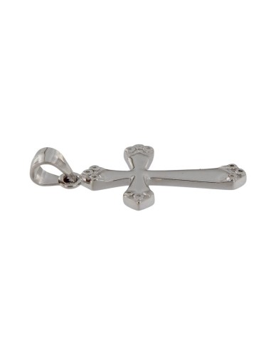 CRUZ-325 - CRUZ DE PLATA CON ACABADOS EN PUNTA Y MOTIVOS CIRCULARES DE 17 MM X 27 MM