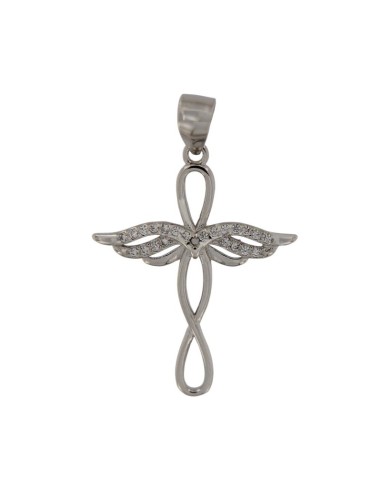 CRUZ-321 - CRUZ DE PLATA CON CIRCONITAS DE 25 MM X 20 MM 