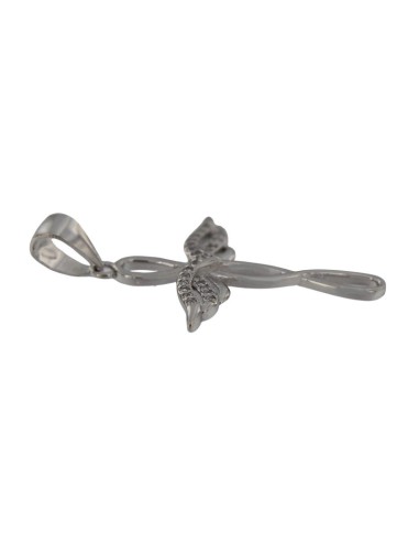 CRUZ-321 - CRUZ DE PLATA CON CIRCONITAS DE 25 MM X 20 MM 