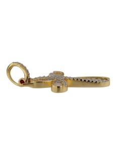 CRUZ-334 - CRUZ DE PLATA CHAPADA EN ORO CON CIRCONITA Y PIEDRA BLANCA DE 25 MM X 19 MM 2