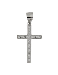 CRUZ-319 - CRUZ DE PLATA CON CIRCONITAS DE 23 MM X 14 MM 