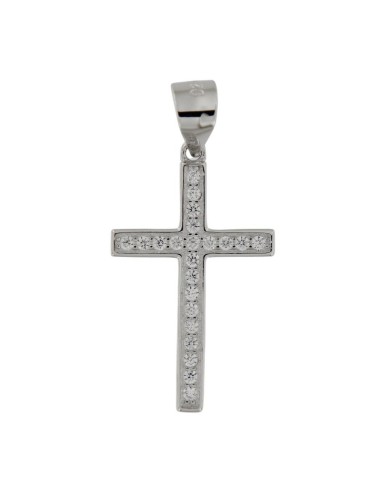 CRUZ-319 - CRUZ DE PLATA CON CIRCONITAS DE 23 MM X 14 MM 