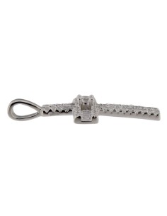 CRUZ-337 - CRUZ DE PLATA CON CIRCONITA Y PIEDRA BLANCA DE 20 MM X 15 MM 2