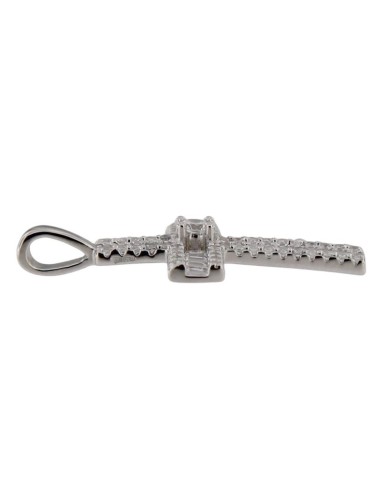 CRUZ-337 - CRUZ DE PLATA CON CIRCONITA Y PIEDRA BLANCA DE 20 MM X 15 MM