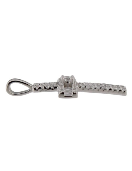 CRUZ-337 - CRUZ DE PLATA CON CIRCONITA Y PIEDRA BLANCA DE 20 MM X 15 MM
