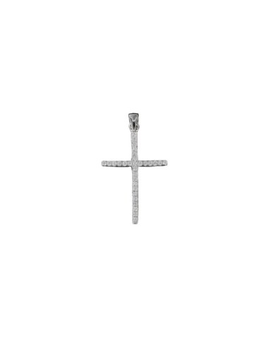 CRUZ-211 - CRUZ DE PLATA CON CIRCONITA BLANCA DE 28 MM X 17 MM
