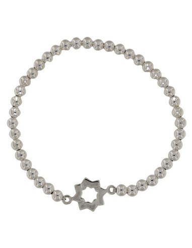 PUL-4611 - PULSERA ELÁSTICA CON BOLA DE PLATA DE 4 MM Y MOTIVO DE ESTRELLA MUDÉJAR TERUEL DE 12 MM 