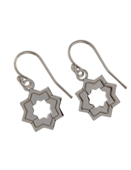 P-5264 - PENDIENTE HIPPY ESTRELLA MUDÉJAR DOBLE LISA 12 MM
