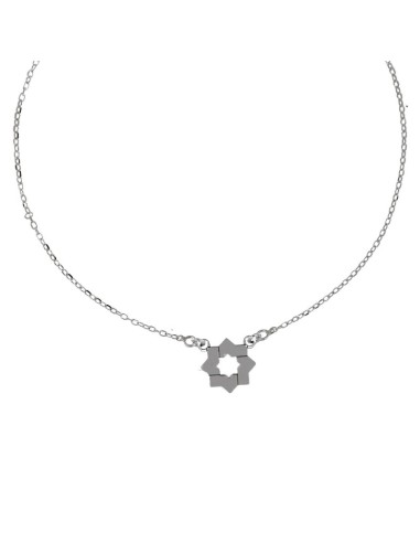 G-1724 - GARGANTILLA  ESTRELLA MUDEJAR DE 12 MM , CADENA DE 0,2 MM Y 42 CM + ALARGADOR 