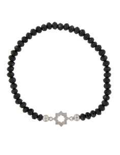 PUL-4613 - PULSERA ELÁSTICA CON PIEDRA NEGRA DE 4 MM Y MOTIVO DE ESTRELLA MUDÉJAR TERUEL DE 12 MM 