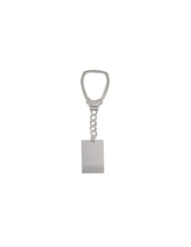 LL-129 - LLAVERO DE PLATA CON PLACA RECTANGULAR MACIZA DE 30 MM X 19 MM Y 10 CM 