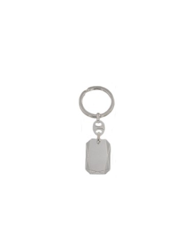 LL-128 - LLAVERO DE PLATA CON PLACA RECTANGULAR MACIZA DE 33 MM X 21 MM Y 8 CM