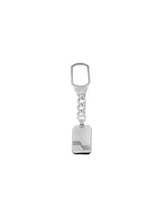 LL-127 - LLAVERO DE PLATA CON PLACA RECTANGULAR GRUESA DE 35 MM X 23 MM Y 11 CM
