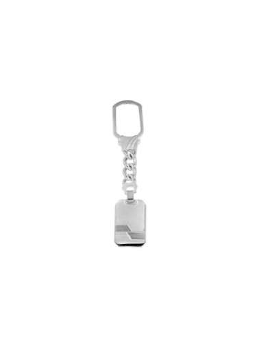 LL-127 - LLAVERO DE PLATA CON PLACA RECTANGULAR GRUESA DE 35 MM X 23 MM Y 11 CM