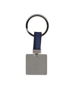 LL-149 - LLAVERO DE ACERO CON CUERO AZUL ELÉCTRICO Y PLACA CUADRADA DE 30 X 30 MM