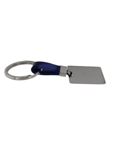 LL-149 - LLAVERO DE ACERO CON CUERO AZUL ELÉCTRICO Y PLACA CUADRADA DE 30 X 30 MM 2