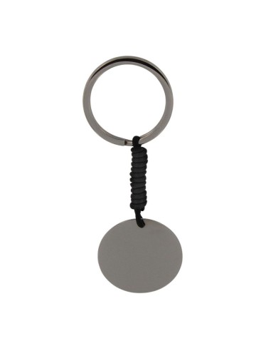 LL-138 - LLAVERO DE ACERO CON ROLLO DE CUERO  Y PLACA DE 30 MM