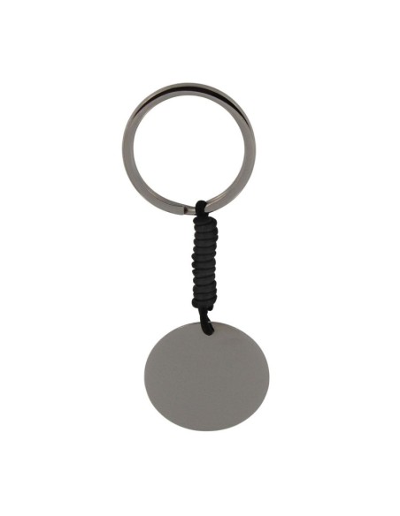 LL-138 - LLAVERO DE ACERO CON ROLLO DE CUERO  Y PLACA DE 30 MM