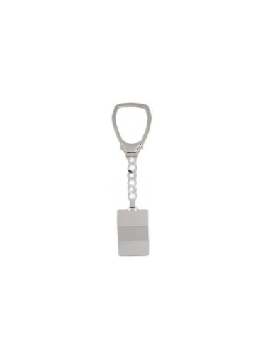 LL-116 - LLAVERO DE PLATA PLACA RECTANGULAR LINEA MATE DE 32 MM X 19 MM Y 10 CM