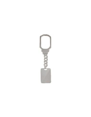 LL-117 - LLAVERO DE PLATA PLACA RECTANGULAR MITAD MATE DE 30 MM X 20 MM Y 10 CM