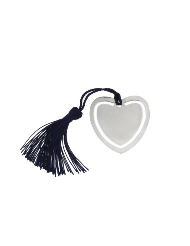 SP-20 - SEPARA HOJAS DE PLATA CORAZÓN PONPON AZUL MARINO DE 40 MM X 40 MM