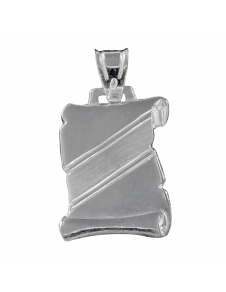 PLACA-118 - PLACA PERGAMINO PLATA SIN FORRAR CON RALLA INTERIOR MATE 15 MM X 28 MM