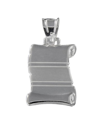 PLACA-117 - PLACA PERGAMINO PLATA SIN FORRAR CON RALLA INTERIOR EN MATE DE 16 MM X 24 MM
