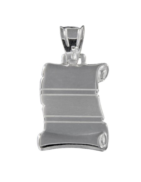 PLACA-117 - PLACA PERGAMINO PLATA SIN FORRAR CON RALLA INTERIOR EN MATE DE 16 MM X 24 MM
